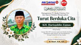 Flyer Ucapan Duka Meninggalnya KH. Harisudin Zamas, Pengasuh Ponpes PEMNU Talang Padang.