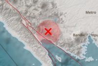 Titik Gempa yang dilaporkan laman BMKG Lampung, Rabu 21 Oktober 2026 pukul 18.11.50 WIB | Dok. BMKG Lampung.