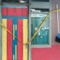 Pintu rumah kontrakan korban yang telah diberi police line, Jumat 9 Oktober 2026.