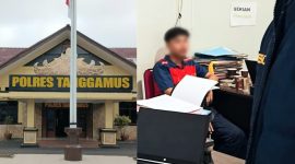 Kolase foto koridor utama Polres Tanggamus dan saat Rohadi berhasil diabadikan wartawan beradi di ruang Tipidter Satreskrim Polres Tanggamus, Kamis 22 Oktober 2026 | ist/Media Prioritastv.com.